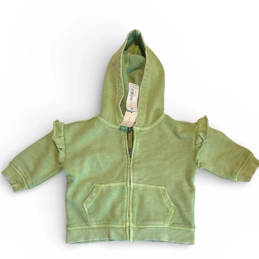 Gymboree Baby Washed Green Hooded Spring Sweat Jacket‎ SIZE 6-12 Months NWT